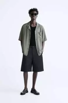 Текстурированная рубашка ZARA, хаки