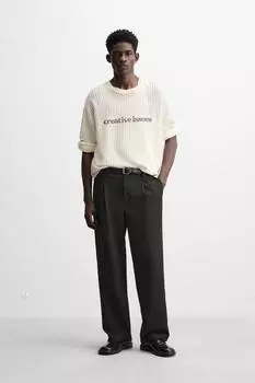 Текстурированная толстовка со слоганом ZARA, экрю
