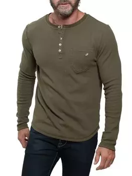 Текстурированная трикотажная футболка Henley Stitch'S Jeans, цвет Olive Green