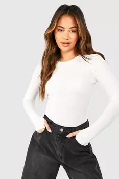 Текстурированное прозрачное боди с длинными рукавами boohoo, белый