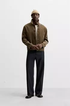 Текстурированные брюки ZARA, темно-синий