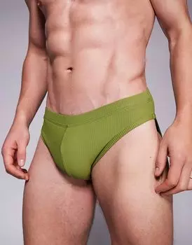 Текстурированные плавки ASOS DESIGN зеленого цвета