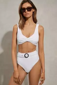 Текстурированные плавки бикини Danielle с поясом Reiss, белый