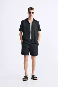 Текстурированные шорты-бермуды ZARA, серый