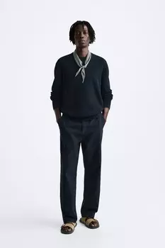Текстурированный базовый свитер ZARA, темно-синий