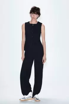Текстурированный длинный топ ZARA, черный