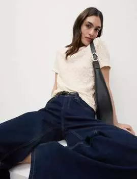 Текстурированный топ с высоким содержанием хлопка Marks & Spencer, слоновая кость