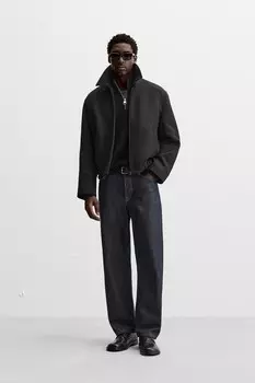 Текстурная куртка с карманами ZARA, черный