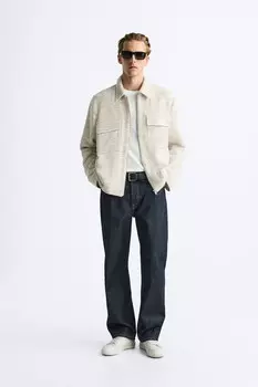 Текстурная рубашка с карманами ZARA, бежевый