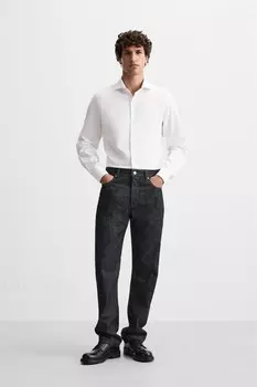 Текстурная рубашка ZARA, белый