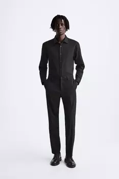 Текстурная рубашка ZARA, черный