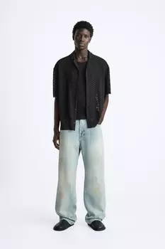 Текстурная рубашка ZARA, черный