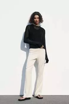 Текстурные брюки ZARA, устричный белый