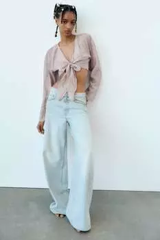 Текстурный топ с узелом ZARA