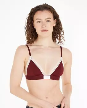 TH Установленный кружевной бюстгальтер с треугольными чашечками Tommy Hilfiger, бордо