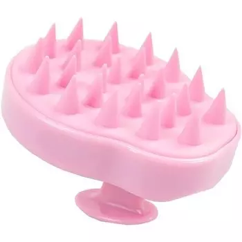 The Vintage Cosmetic Company Щетка для шампуня Массажер для кожи головы Мягкая гибкая силиконовая щетина Розовый дизайн