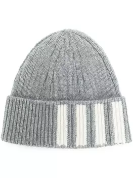 Thom Browne 4-Bar ribbed beanie, серый