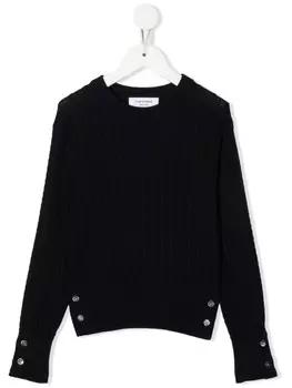 Thom Browne Kids пуловер фактурной вязки, черный
