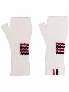 Thom Browne перчатки-митенки крупной вязки, белый