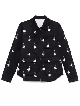 Thom Browne пиджак с вышивкой, синий