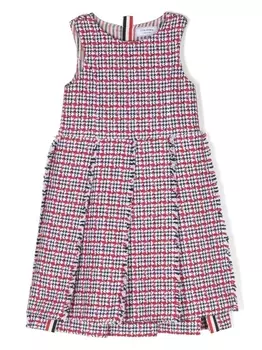 Thom Browne твидовое платье-рубашка с косым воротником, красный