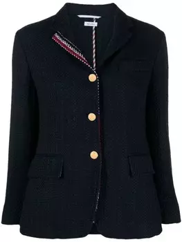 Thom Browne твидовый блейзер с полосками RWB, синий