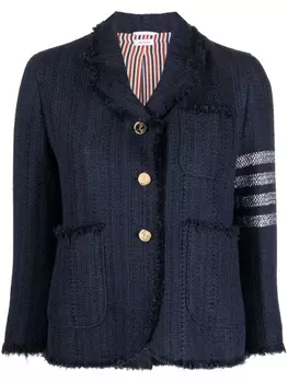 Thom Browne твидовый жакет с полосками 4-Bar, синий