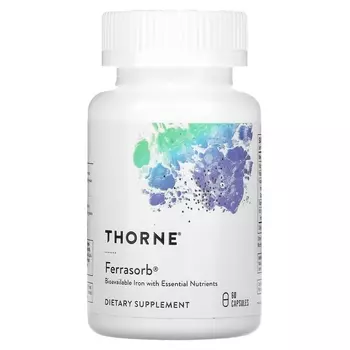 Железо с кофакторами Thorne Ferrasorb, 60 капсул