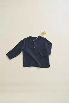 Timelesz - креповая рубашка хенли ZARA, темно-синий