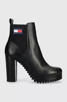 TJW NEW ESS HIGH HEEL BOOT кожаные ботинки челси Tommy Jeans, черный