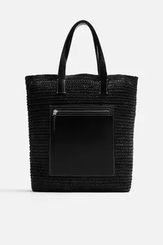 Тканая сумка для покупок ZARA, черный