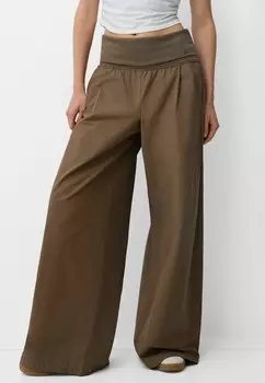 Тканевые брюки WIDE Bershka, коричневый