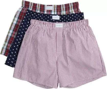 Тканые трусы-боксеры из хлопка Classics (3 шт.) Tommy Hilfiger, цвет Grenadine