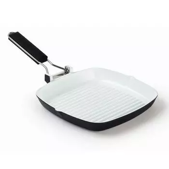 TOGNANA Сковорода-гриль Grancucina из алюминия, 24 х 24 см, с белым керамическим антипригарным покрытием