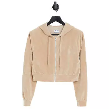 Толстовка Adidas HIIT Crop Zip Through Velour, бежевый