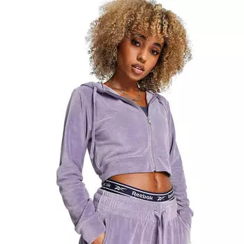 Толстовка Adidas HIIT Crop Zip Through Velour, сиреневый