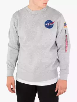 Толстовка Alpha Industries X NASA Space Shuttle Logo, цвет 17/grey/heather