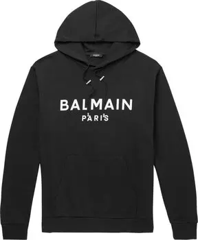 Толстовка Balmain Hooded Sweatshirt With Paris Logo Print 'Black/White', черный
