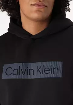 Толстовка BOX STRIPED LOGO HOODIE Calvin Klein, черный