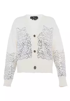 Толстовка faina Strickjacke Mit Pailletten, белый
