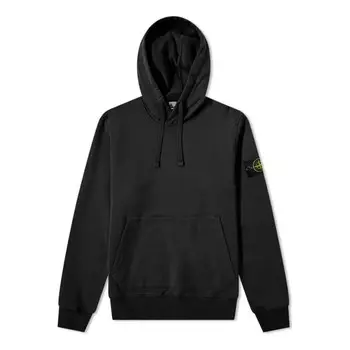 Толстовка garment dyed popover hoodie 'black' Stone Island, черный