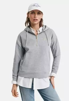 Толстовка HALF ZIP ANCHOR HOODIE GANT, светло-серый