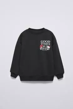 Толстовка hello kitty ZARA, антрацитовый серый