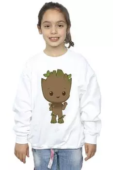 Толстовка I Am Groot в стиле волнистой позы в стиле чиби Marvel, белый