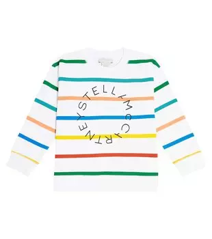 Толстовка из хлопкового джерси в полоску с логотипом Stella Mccartney, белый
