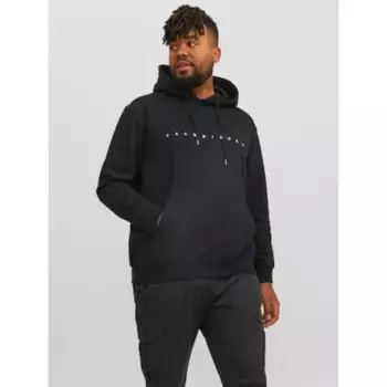 Толстовка Jack & Jones PlusSize с капюшоном "JJESTAR JJ SWEAT HOOD NOOS PLS", черный