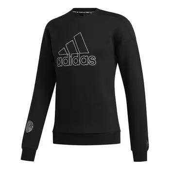 Толстовка logo printing sports pullover black Adidas, черный