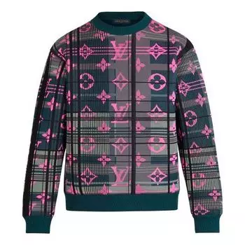 Толстовка LOUIS VUITTON LV SS21 Monogram Crewneck Pullover Long Sleeve Sweatshirt For Men Green 1A8P0J, темно-зеленый