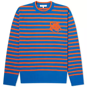 Толстовка Maison Kitsun Fox Head Intarsia Stripe Sweat, цвет Hampton Blue & Tobacco Stripe