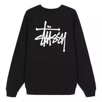 Толстовка men's basic back large logo round neck black Stussy, черный